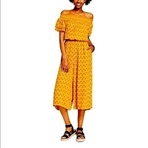 Xhilaration marigold Yellow Off-the-Shoulder Cropped Pant Jumpsuit sz small